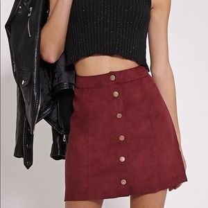 Maroon/burgundy Suede-Like Skirt